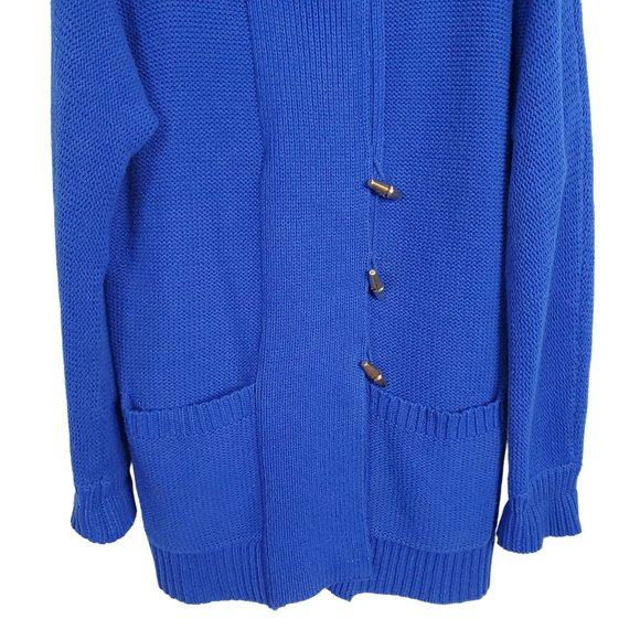 LRL Ralph Lauren Size L Cardigan Gold Toggle Pockets Royal Blue Collar Pockets - Picture 12 of 12